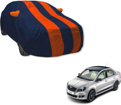 MOCKHE Car Cover For Skoda Rapid (With Mirror Pockets)(Blue, Orange)