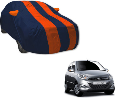 Auto Hub Car Cover For Hyundai i10 (With Mirror Pockets)(Blue, Orange)