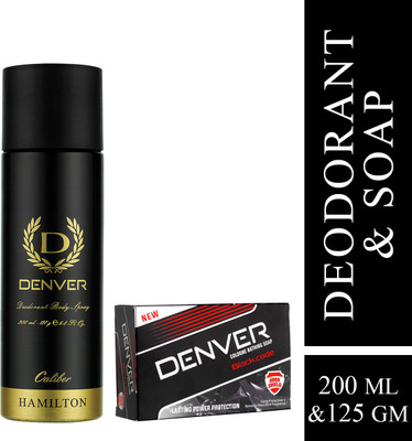 DENVER Caliber Deo 200 Ml & Black Code Soap 125g Deodorant Spray  -  For Men(325 ml, Pack of 2)