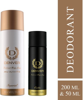 DENVER Imperial Deo 200 Ml & Caliber Nano 50 ml Deodorant Spray  -  For Men(250 ml, Pack of 2)