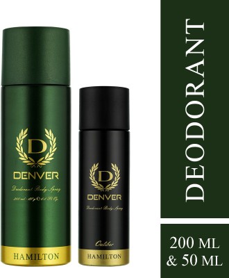 DENVER Hamilton Deo 200 Ml & Caliber Nano 50 ml Deodorant Spray  -  For Men(250 ml, Pack of 2)