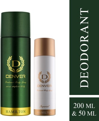 DENVER Hamilton Deo 200 Ml & Imperial Nano 50 ml Deodorant Spray  -  For Men(250 ml, Pack of 2)