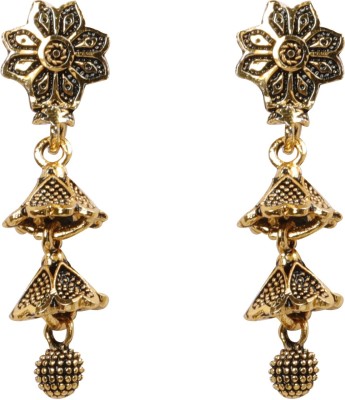 SILVER SHINE Silver Shine Beautiful Golden Flower 3 Layered Earrings Alloy Drops & Danglers