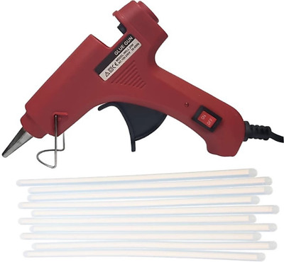 texla RED 20WATT HOT MELT GLU GUN WITH ON OFF SWITCH LED INDICATOR AND 10 CRYSTAL CLEAR GLU STICKS STANDARD TEMPRATURE CORDED GLU GUN(7MM) Standard Temperature Corded Glue Gun(7 mm)