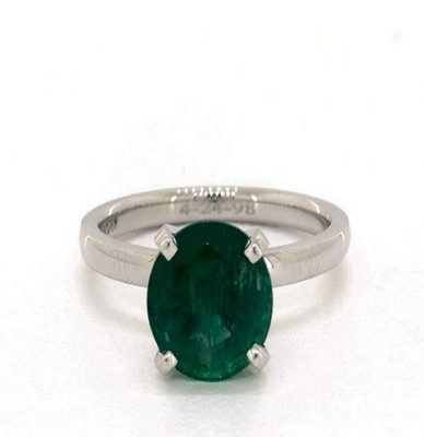 CEYLONMINE Emerald Ring with Natural Panna Stone Astrological & Lab Certified Stone Emerald Silver Plated Ring