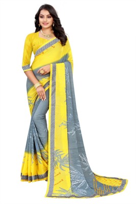 Kanooda Prints Printed Bollywood Georgette Saree(Multicolor)