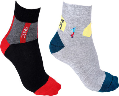 Fit N Fine Men Color Block Mid-Calf/Crew(Pack of 2)