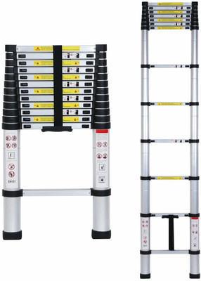 Inditradition Ultra-Stable Aluminium Folding Step Telescopic Ladder - 3.2 Meter Aluminium Ladder(With Platform)