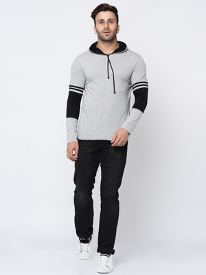 Ronit Leading Clothing Solid Men Hooded Neck Grey T-Shirt