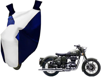 WolkomHome Two Wheeler Cover for Royal Enfield(Battle, Blue, White)