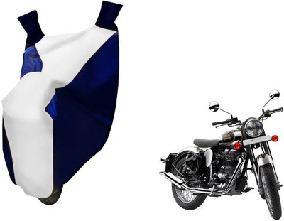 WolkomHome Two Wheeler Cover for Royal Enfield(Classic Chrome, Blue, White)