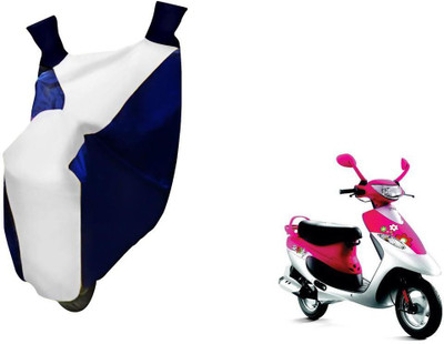 WolkomHome Two Wheeler Cover for TVS(Scooty Pep+, Blue, White)