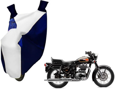 WolkomHome Two Wheeler Cover for Royal Enfield(Bullet 350, Blue, White)