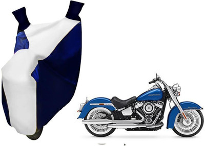 WolkomHome Two Wheeler Cover for Harley Davidson(CD deluxe, Blue, White)
