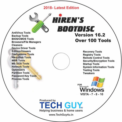 TechGuy4u Hirens Boot DVD Tool to Fix & Repair All PC Problems 2018- Latest Edition(LifeTime, 1 PC)