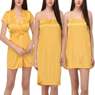 You Forever Women Nighty with Robe(Yellow)