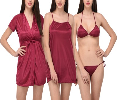 You Forever Women Nighty Set(Maroon)