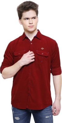 KUONS AVENUE Men Solid Casual Maroon Shirt