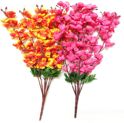 artificial hub Orchids Flower Pink, Multicolor Orchids Artificial Flower(22 inch, Pack of 2, Flower Bunch)