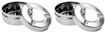 upalabdh Stainless Steel Ashtray Ash Holder tray Ash Tray For Car Home And Hotel Steel Steel Ashtray(Pack of 2)