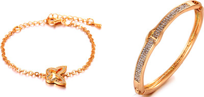 fashion for sure Stainless Steel Gold-plated Bracelet Set(Pack of 2)