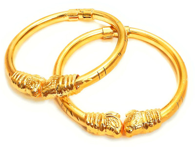 SMARNN Metal Gold-plated Bangle Set(Pack of 2)