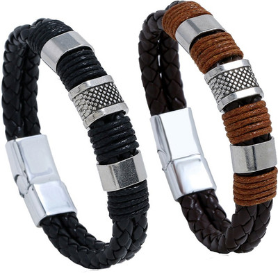 fashion for sure Leather Bracelet(Pack of 2)