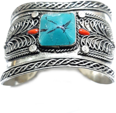 ALIA IMPEX OVERSEAS Brass Turquoise Silver Cuff