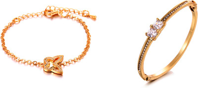 fashion for sure Stainless Steel Gold-plated Bracelet Set(Pack of 2)