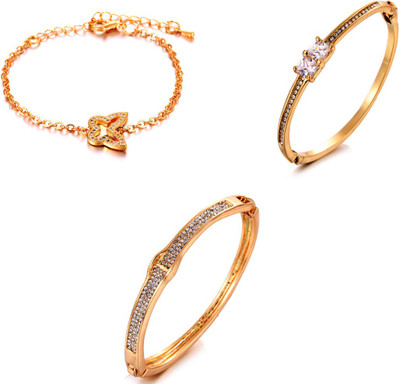 fashion for sure Stainless Steel Gold-plated Bracelet Set(Pack of 3)