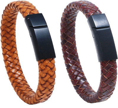 fashion for sure Leather Bracelet Set(Pack of 2)