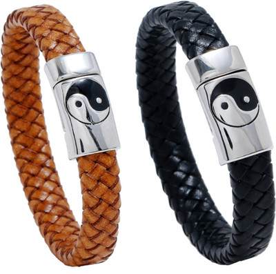 fashion for sure Leather Bracelet Set(Pack of 2)