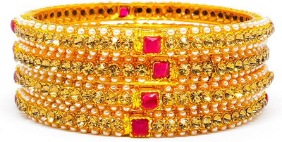 TMS Metal Gold-plated Bangle Set(Pack of 4)