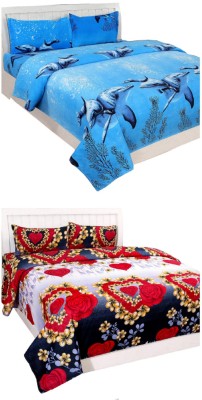 Rana 150 TC Cotton Double Floral Flat Bedsheet(Pack of 2, Multicolor)