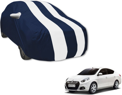 Auto Hub Car Cover For Renault Scala (With Mirror Pockets)(Blue, White)
