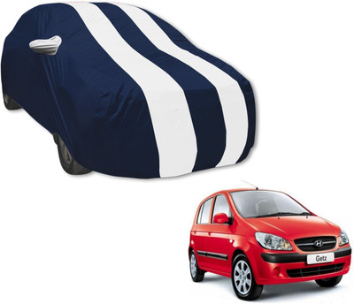 Auto Hub Car Cover For Hyundai Getz (With Mirror Pockets)(Blue, White)