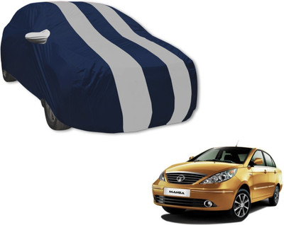 Auto Hub Car Cover For Tata Manza (With Mirror Pockets)(Blue, Silver)