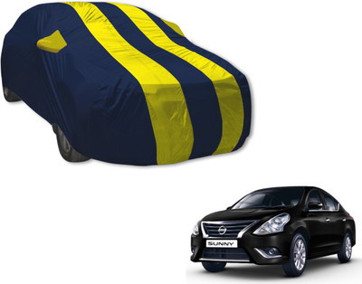 Auto Hub Car Cover For Nissan Sunny (With Mirror Pockets)(Blue, Yellow)