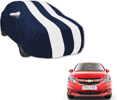Auto Hub Car Cover For Chevrolet UVA (With Mirror Pockets)(Blue, White)