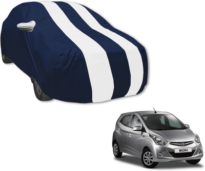MOCKHE Car Cover For Hyundai Eon (With Mirror Pockets)(Blue, White)
