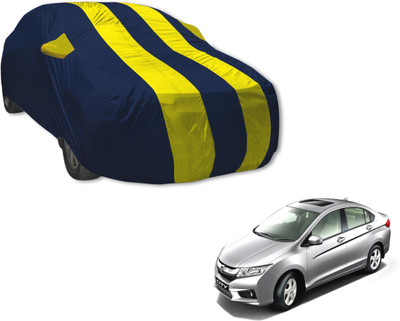 MOCKHE Car Cover For Honda City i-Dtec (With Mirror Pockets)(Blue, Yellow)