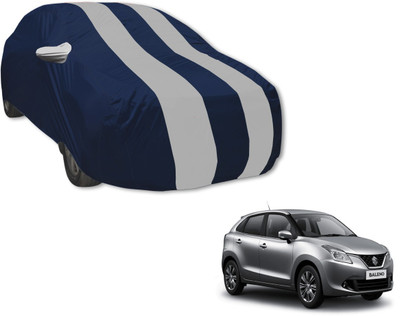 MOCKHE Car Cover For Maruti Suzuki Baleno (With Mirror Pockets)(Blue, Silver)