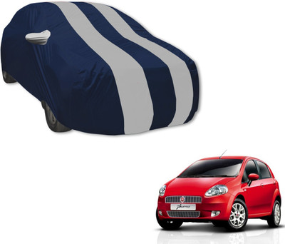 MOCKHE Car Cover For Fiat Punto (With Mirror Pockets)(Blue, Silver)