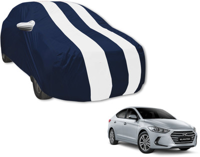 Auto Hub Car Cover For Hyundai Elantra (With Mirror Pockets)(Blue, White)