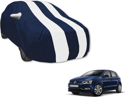 Auto Hub Car Cover For Volkswagen Polo (With Mirror Pockets)(Blue, White)
