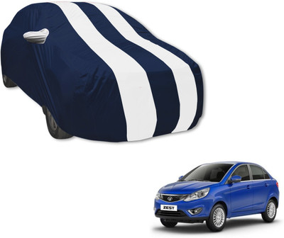 Auto Hub Car Cover For Tata Zest (With Mirror Pockets)(Blue, White)