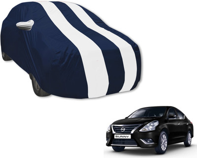 MOCKHE Car Cover For Nissan Sunny (With Mirror Pockets)(Blue, White)