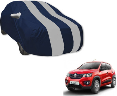 MOCKHE Car Cover For Renault Kwid (With Mirror Pockets)(Blue, Silver)