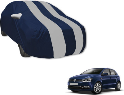 Auto Hub Car Cover For Volkswagen Polo (With Mirror Pockets)(Blue, Silver)