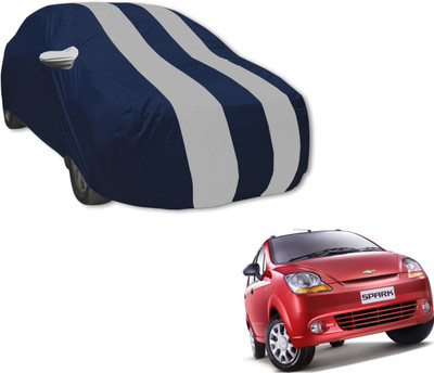 MOCKHE Car Cover For Chevrolet Spark (With Mirror Pockets)(Blue, Silver)